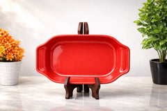 Hand-Painted Colorful Flame/Leaf Motif Ceramic Serving Platter