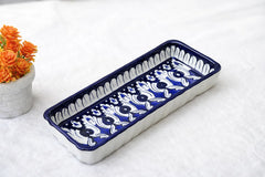 Hand-Painted Colorful Long Rectangular Ceramic Serving Dish/Tray