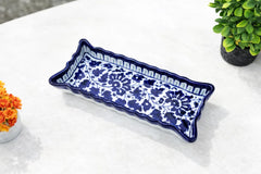 Hand-Painted Colorful Wavy Edge Rectangular Ceramic Dish