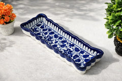 Hand-Painted Colorful Extra-Long Wavy Edge Ceramic Serving Dish