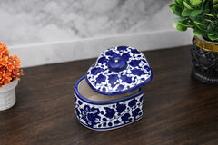 Hand-Painted Colorful Ceramic HeartShaped Jewelery Box with Lid